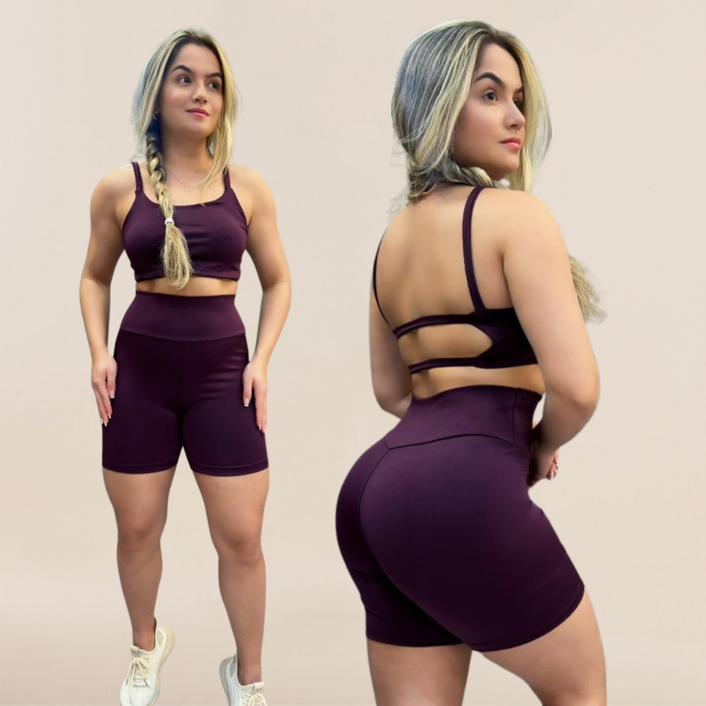 Conjunto Fitness Short e Top Feminino Empina Bumbum Academia Cintura Alta Suplex em Oferta na Shopee