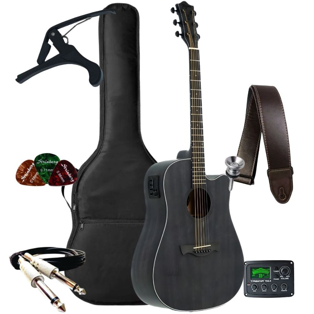 Kit Violão Tagima TBW Black Wood Series Elétrico Folk + Acessórios em Oferta na Shopee