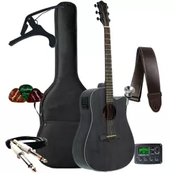 Kit Violão Tagima TBW Black Wood Series Elétrico Folk + Acessórios