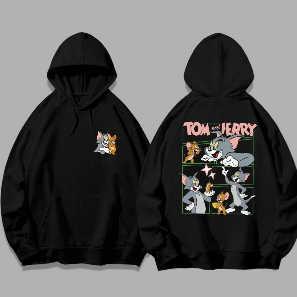 Blusa de Frio Moletom Canguru Com Capuz Tom e Jerry Franelado Algodão Unissex em Oferta na Shopee