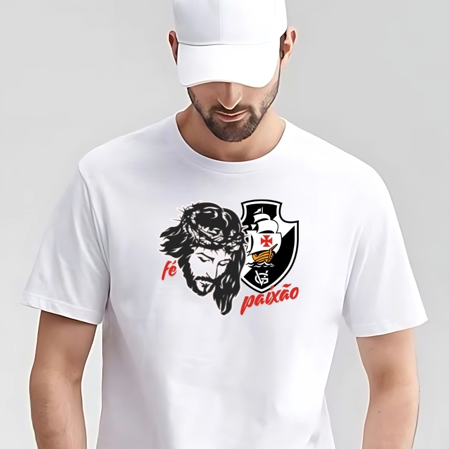 Camiseta Do Vasco Da Gama Masculina Jesus Fé e Paixão / Camisa Do Vascao
