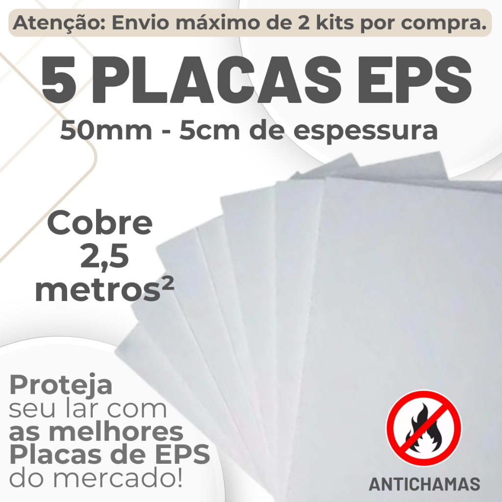5 Placas de EPS Antichamas Espessura 50mm (5cm) Forro Térmico Acústico - Envio Imediato em Oferta na Shopee