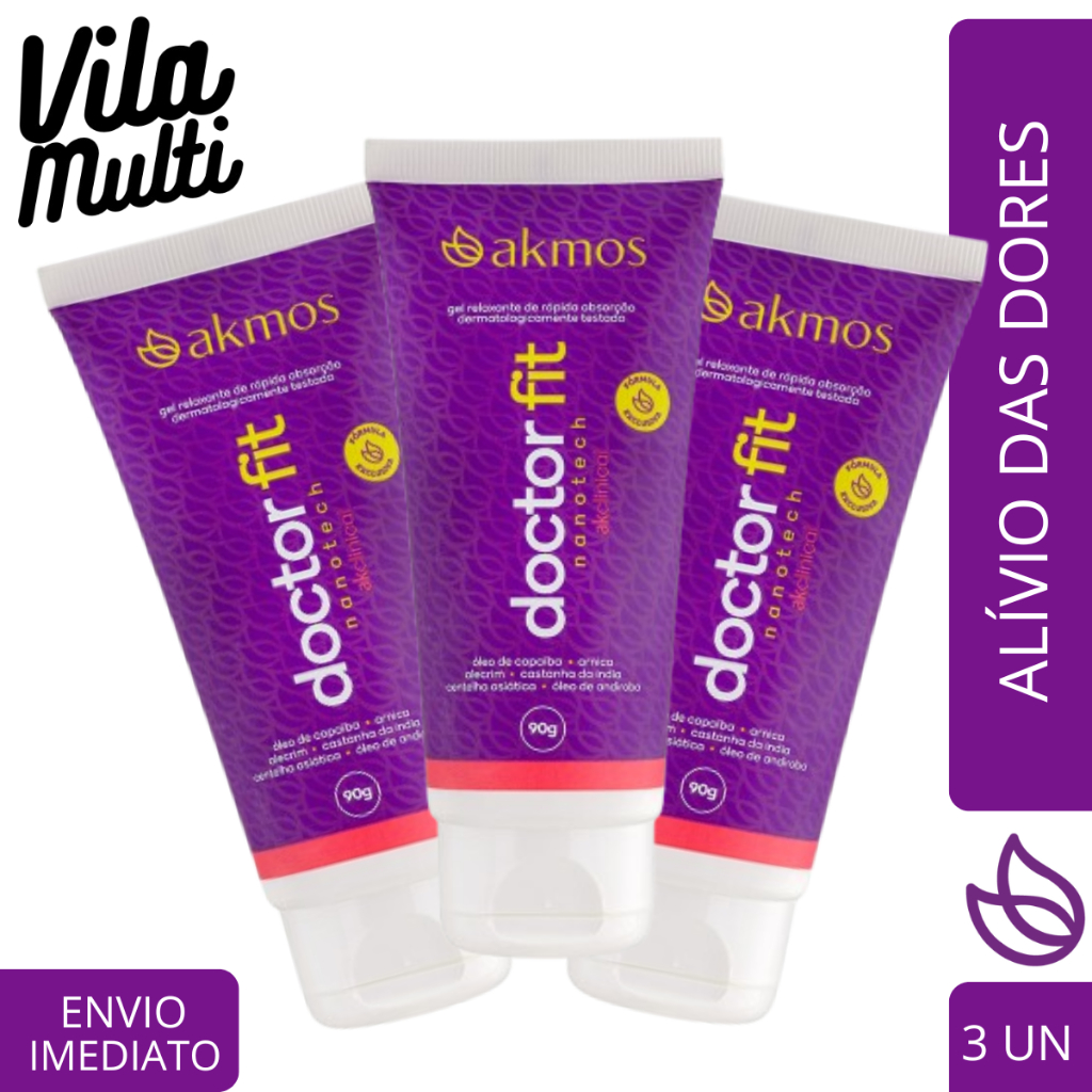 Combo 3 Gel para massagem Doctor Fit Alivio Das Dores Akmos Arnica e copaíba