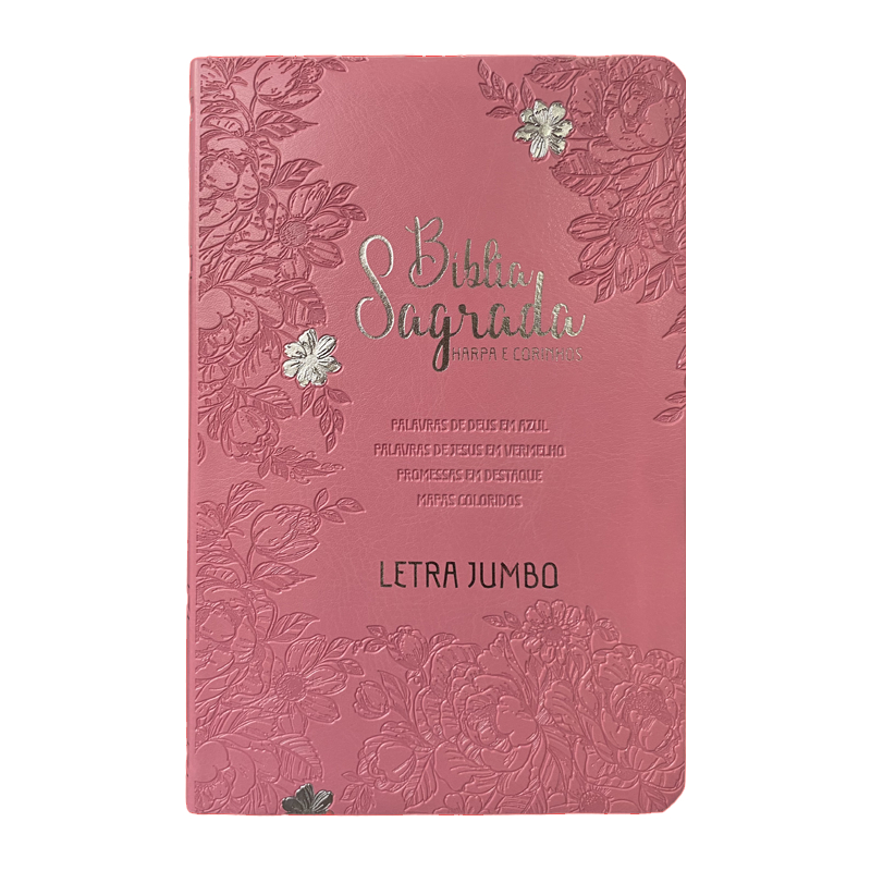 BÍBLIA L. JUMBO ARC FULL COLOR CAPA PU LUXO C/ HARPA - JARDIM ROSA em Oferta na Shopee