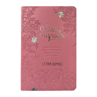 BÍBLIA L. JUMBO ARC FULL COLOR CAPA PU LUXO C/ HARPA - JARDIM ROSA em Oferta na Shopee
