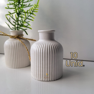 Kit 10 Vasos 10x8 Branco Gesso Decoração Centro Mesa Festa Jantar Casamento em Oferta na Shopee