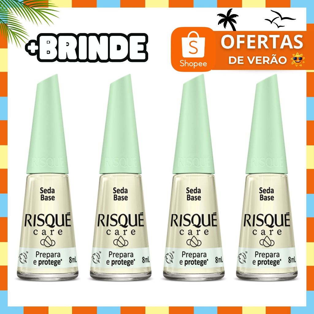 Kit 4 Esmaltes Risque Care Atacado Tratamento Seda Base 8ml