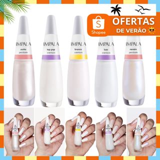 Kit 5 Esmalte Impala Francesinha Branco Clarinho Perolado Cremoso em Oferta na Shopee