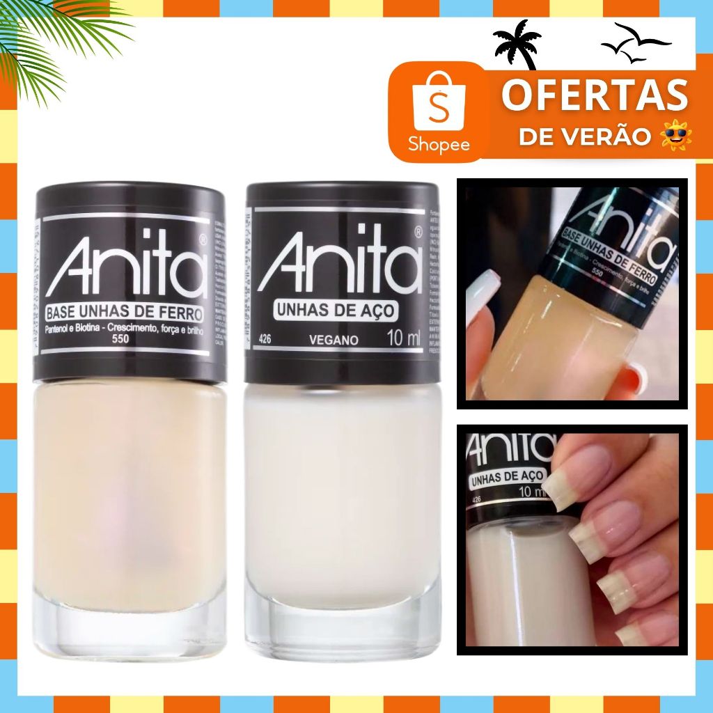 Kit 2 Esmalte Anita Tratamento Unhas de Ferro + Unhas de Aço