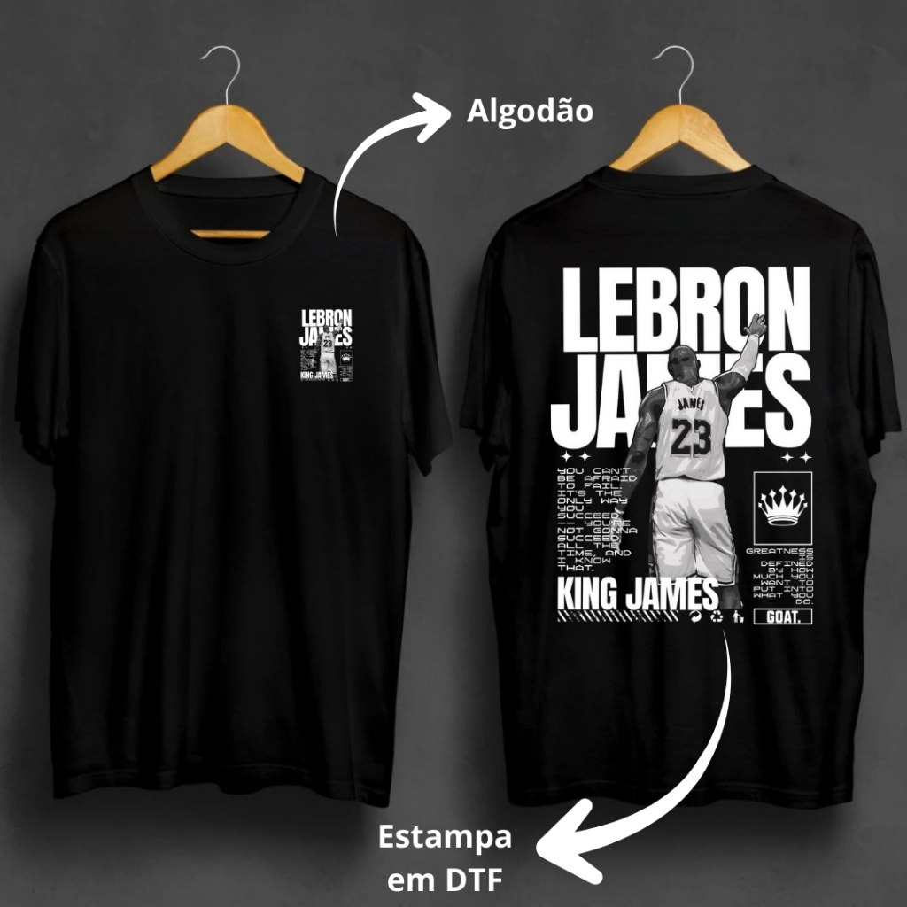 Camiseta Estampada Lebron James Basquete Internacional Atleta Algodão Qualidade Premium N B A