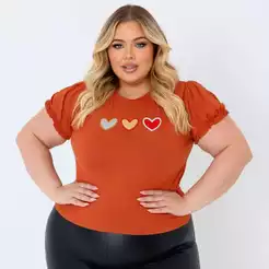 Blusa Feminina Plus Size Manga Curta