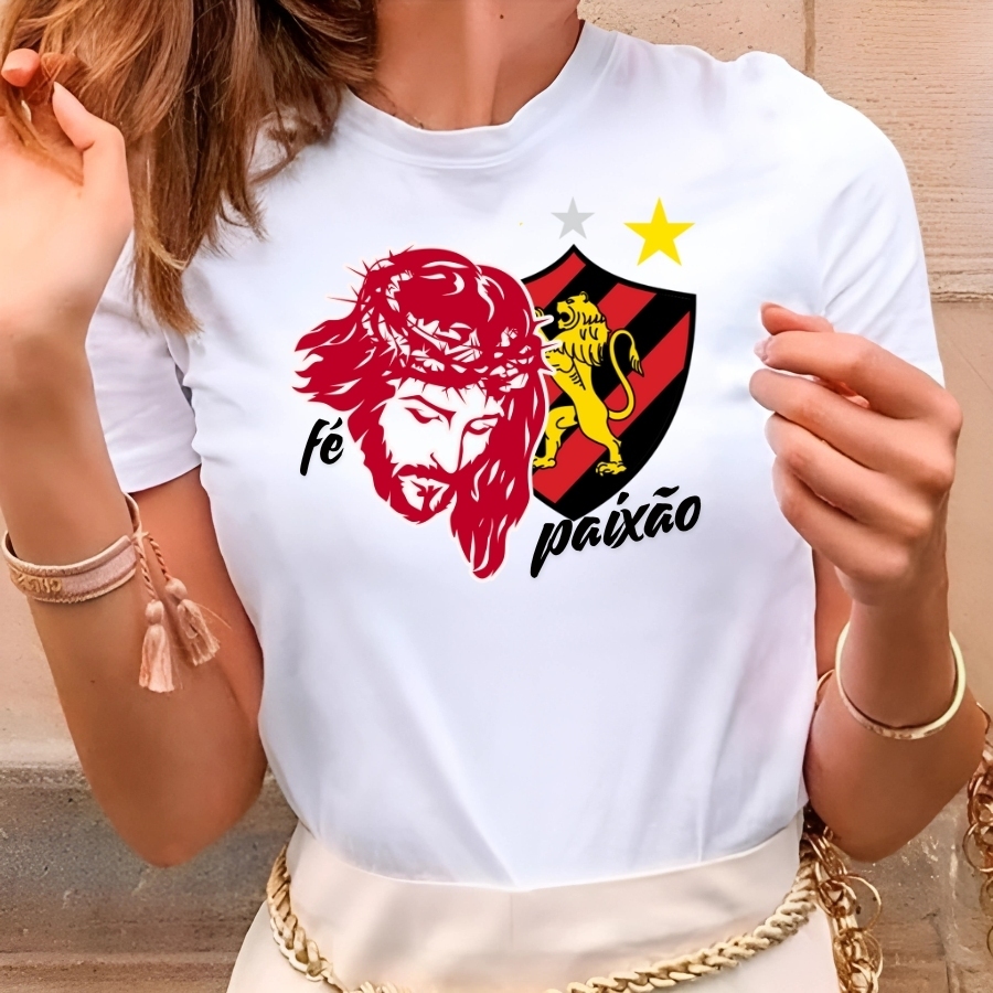 Camisa Do Sport Recife Jesus Fé e Paixão / Camiseta T shirt Branca