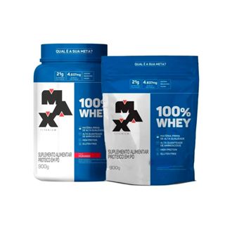 Whey Protein 100% Concentrado 900g Pote ou Refil Max Titanium em Oferta na Shopee
