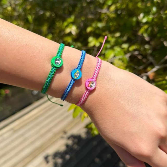 Kit de Pulseiras da Amizade Meninas Super Poderosas em Macramê - Com Imagem