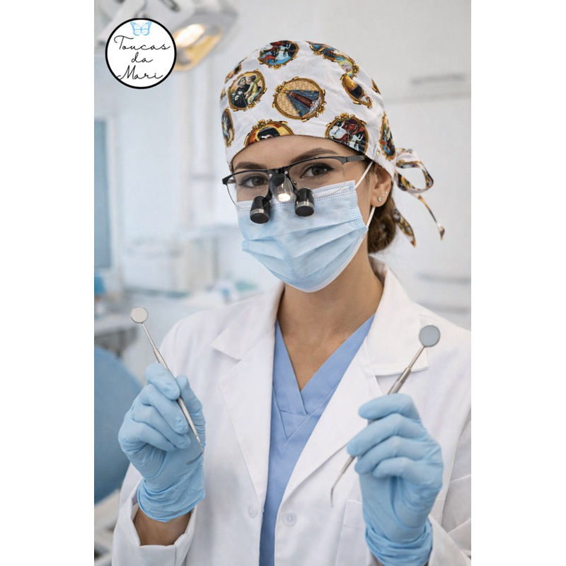 Touca Gorro Cirúrgico Odontologia, Medicina, Cirurgia, Enfermagem, Culinária - Santos Católicos (Nossa Senhora)