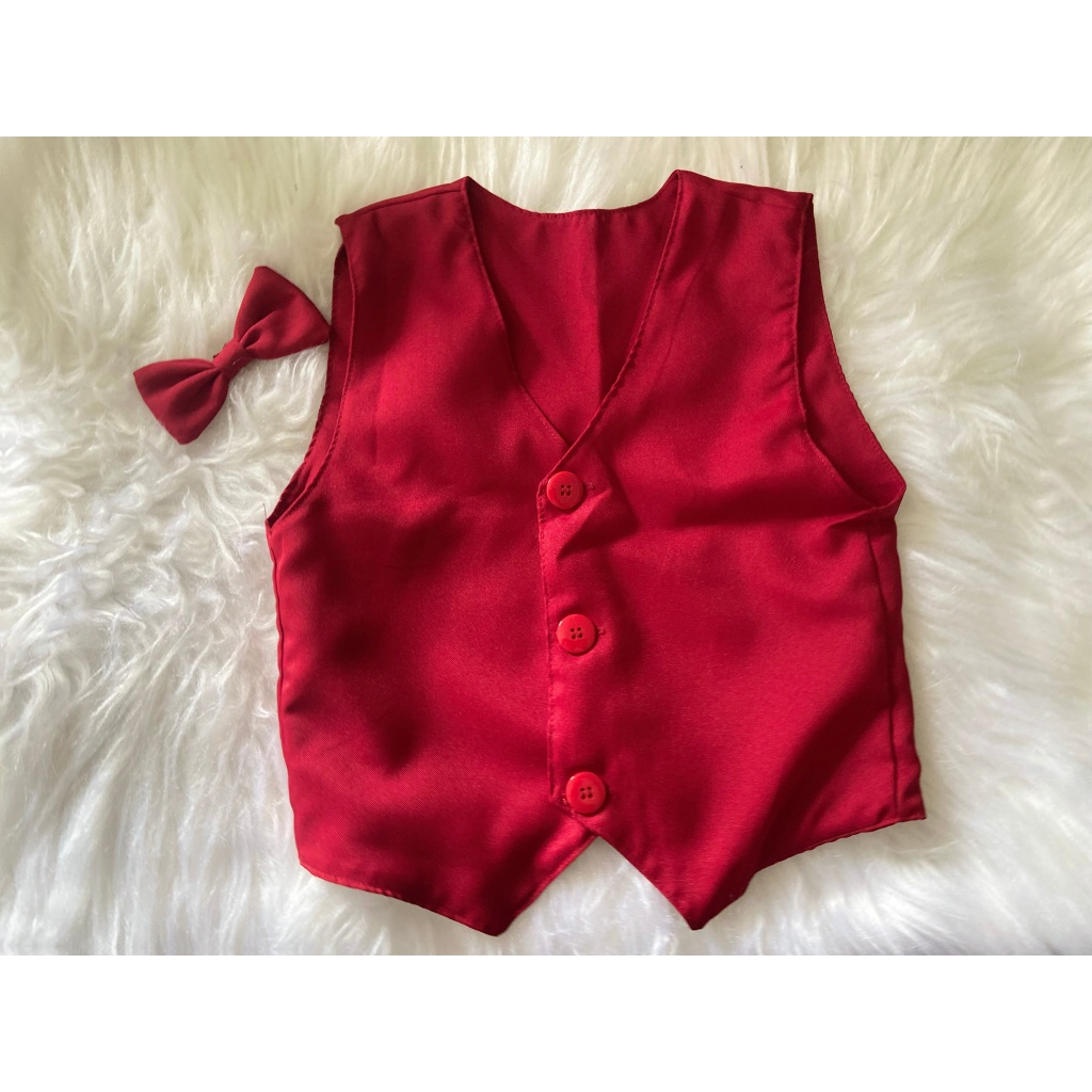 Colete social Vermelho com gravata festa menino Bebê 1 A 10 ANOS