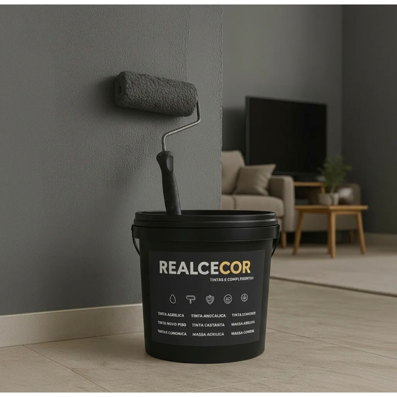 Tinta Borracha Líquida Realcecor 18kg | Cobre Fissuras e Evita Infiltrações