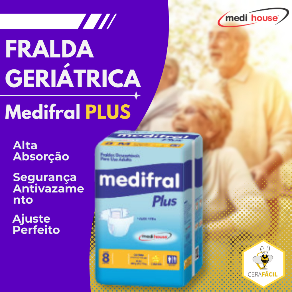 Fralda Descártavel Geriátrica Medifral Plus uso adulto