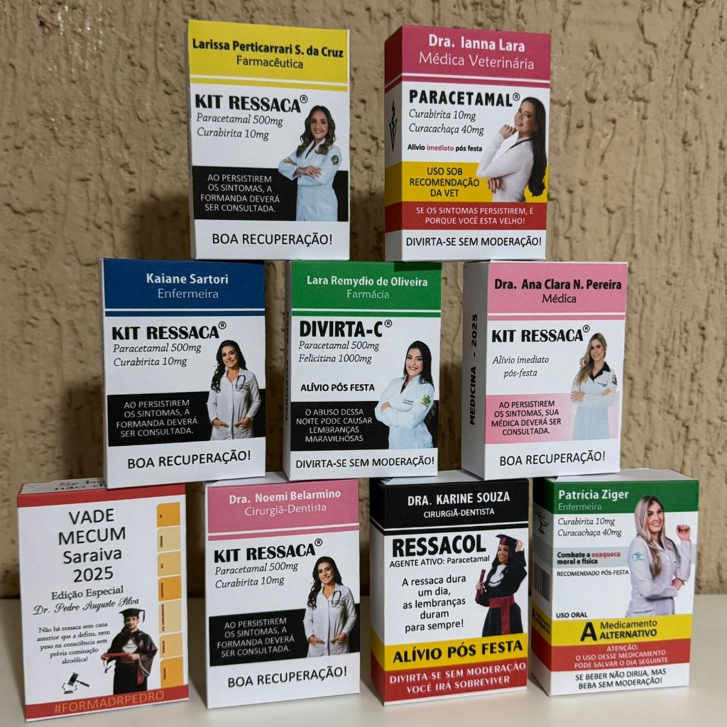 Kit Ressaca Personalizado Lembrancinha Formatura Odontologia Medicina Enfermagem Farmácia Veterinária e outros cursos