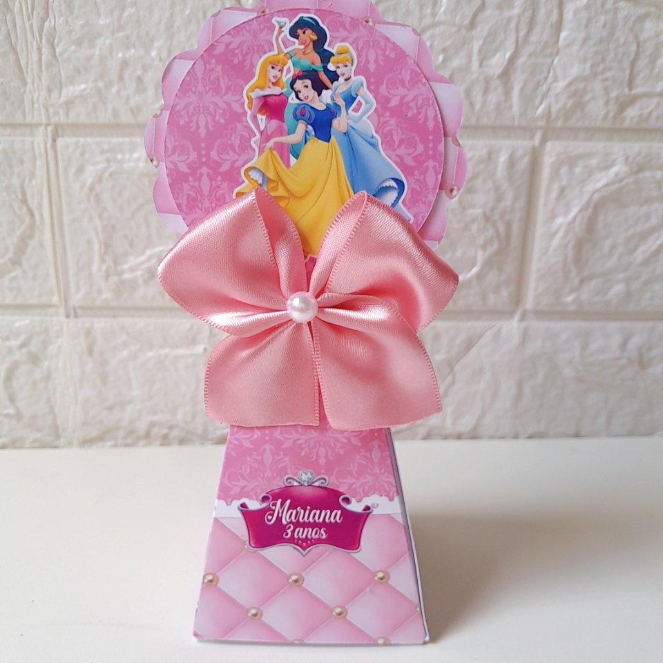Kit Caixas Pirâmide Personalizadas Princesas Pegue e Monte Lembrancinha Festa Infantil Caixinha Mimo