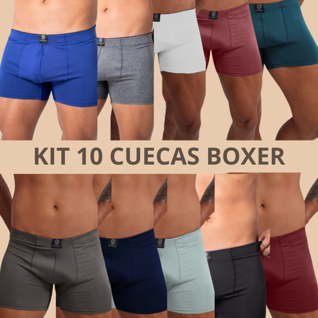 kit 10 Cuecas Boxer Adulto Microfibra Linha Premium cuecas box de marca