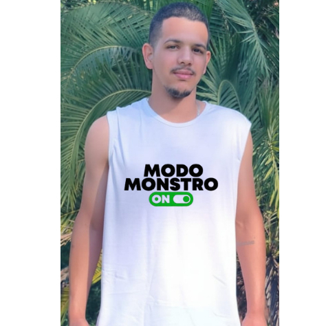 CAMISETA REGATA MASCULINA ACADEMIA CONFORTÁVEL FRESCA EXERCICÍOS ALTA QUALIDADE ESTAMPADA BRANCA P A GG