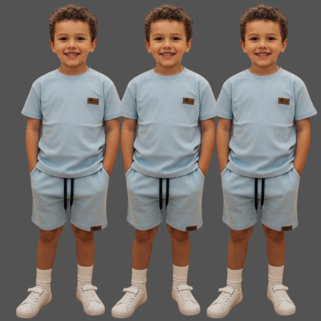 Conjunto Infantil Masculino Malha Premium Conforto Menino Verão Blogueirinho Tam 1 2 4 6 8 Cores Tendência