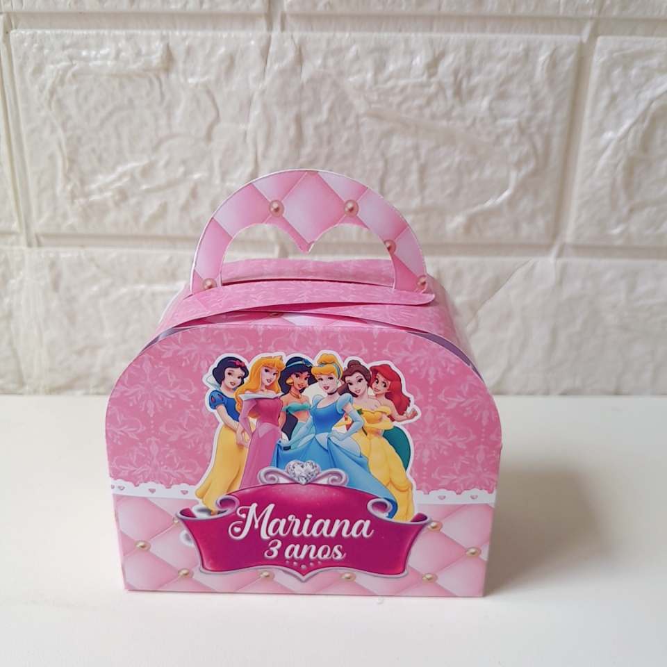 Kit Caixas Maletinha Personalizadas  Princesas  Pegue e Monte Lembrancinha Festa Infantil Caixinha Mimo