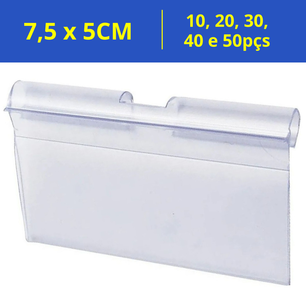 Kit Porta Etiqueta Porta Preços P/ Gancho Expositor 7,5x5cm em PVC (10, 20, 30, 40 e 50pçs)