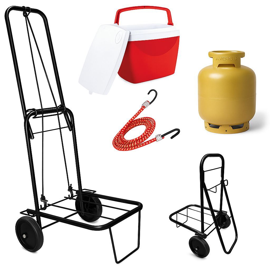 CARRINHO MALEIRO  TRANSPORTE COOLER A PRAIA BAGAGEM VIAGEM GÁS GALÃO DE AGUA em Oferta na Shopee
