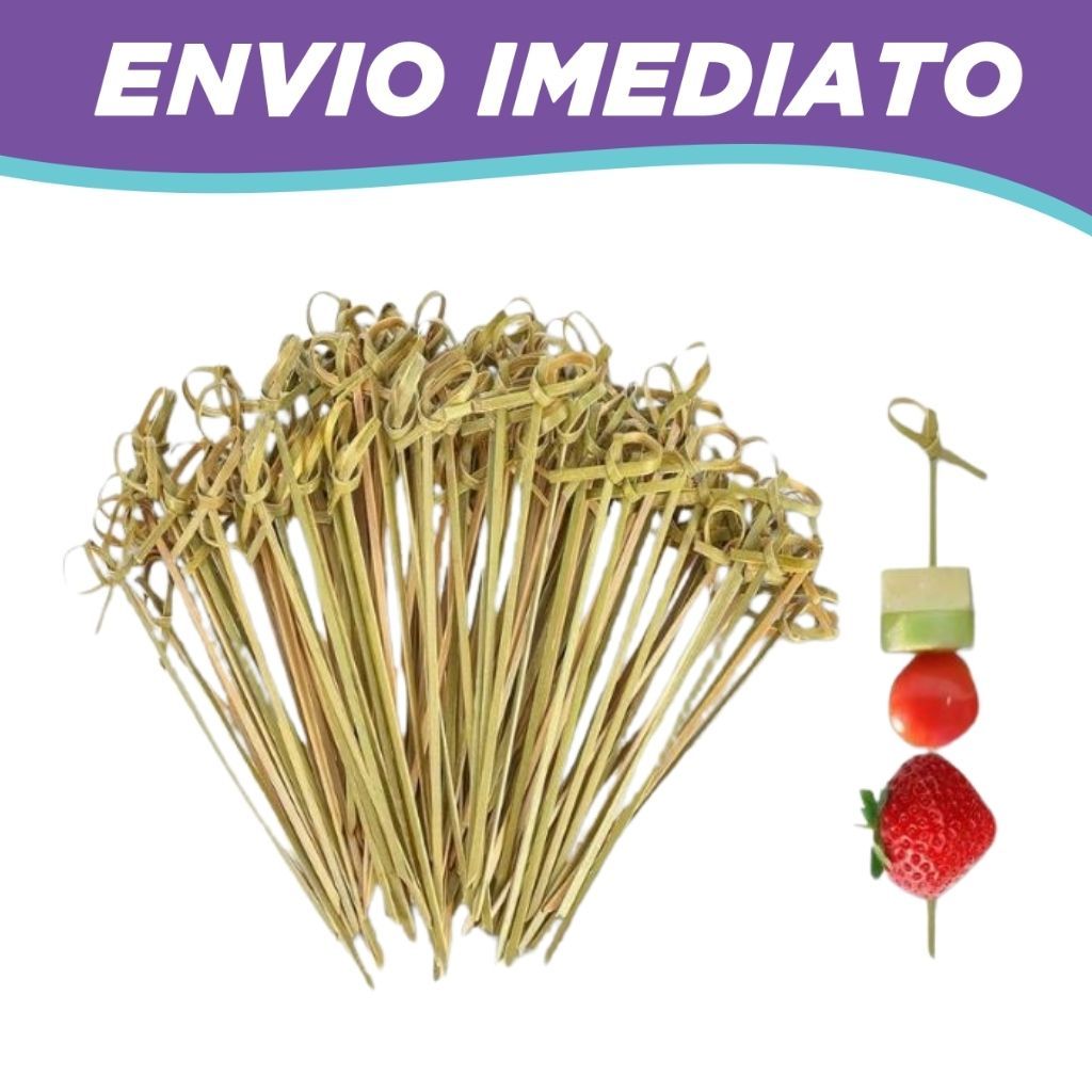Espetos De Bambu 9cm Com Nó Decorativo Festa Aperitivo 100 Unidades em Oferta na Shopee