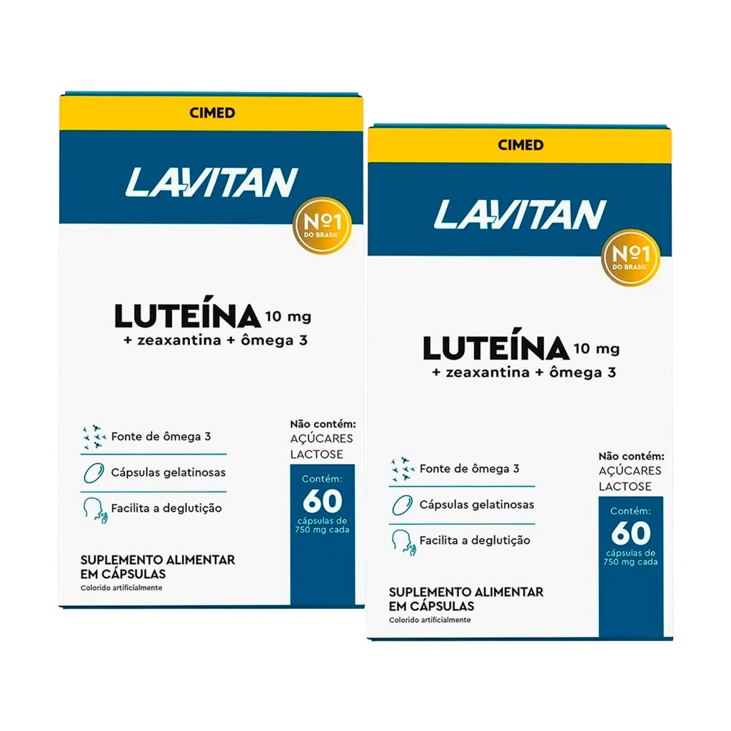 Lavitan Luteina Zeaxantina e Omega 3 Cimed 60 Capsulas Saude Visual e Protecao