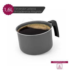 Leiteira Antiaderente Cinza Alegrete 14Cm