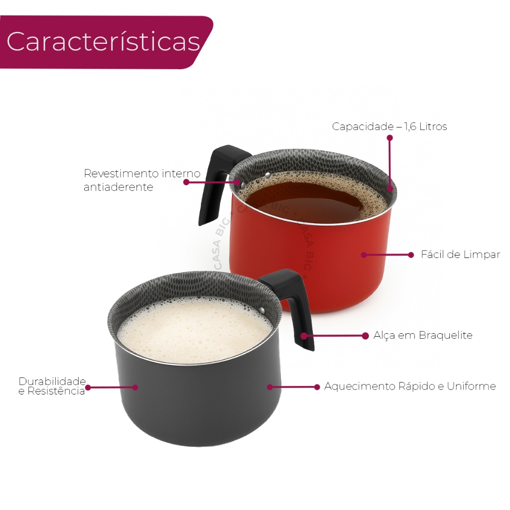 Leiteira Antiaderente Cinza Alegrete 14Cm — imagem 2 de 2