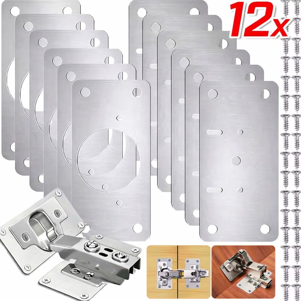 12 Placa De Reparo De Dobradiça Para Armário Porta Cozinha