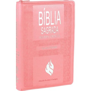 Bíblia Sagrada com Harpa Cristã - ARC - Letra Grande - C/ Índice e Zíper - Rosa em Oferta na Shopee