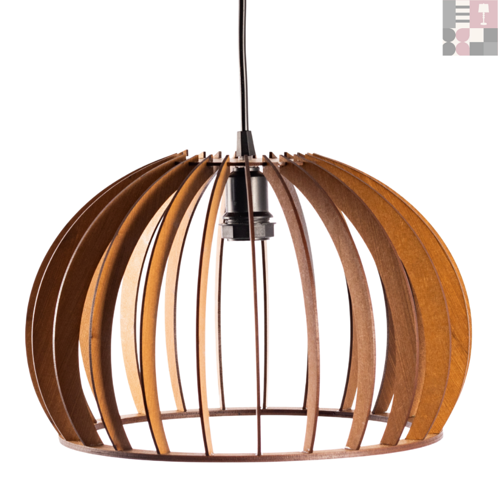 Luminária Lustre Pendente de Teto Madeira MDF Redondo Quarto Sala Decoração Iluminação