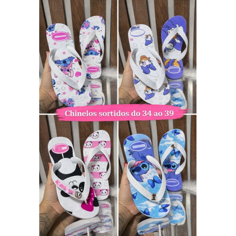 Chinelo feminino estampas sortidas queima de estoque envio emediato