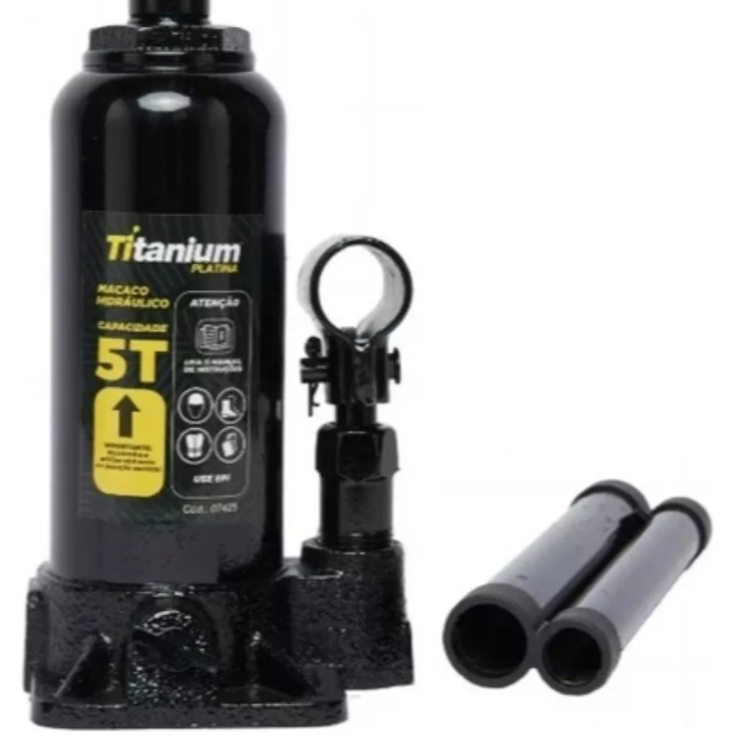 Macaco Hidráulico Tipo Garrafa 5 Toneladas Titanium Platina – Reforçado Automotivo