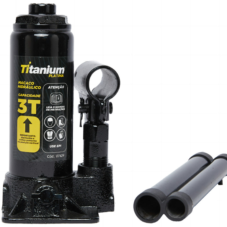 Macaco Hidráulico Tipo Garrafa 3 Toneladas Titanium Platina