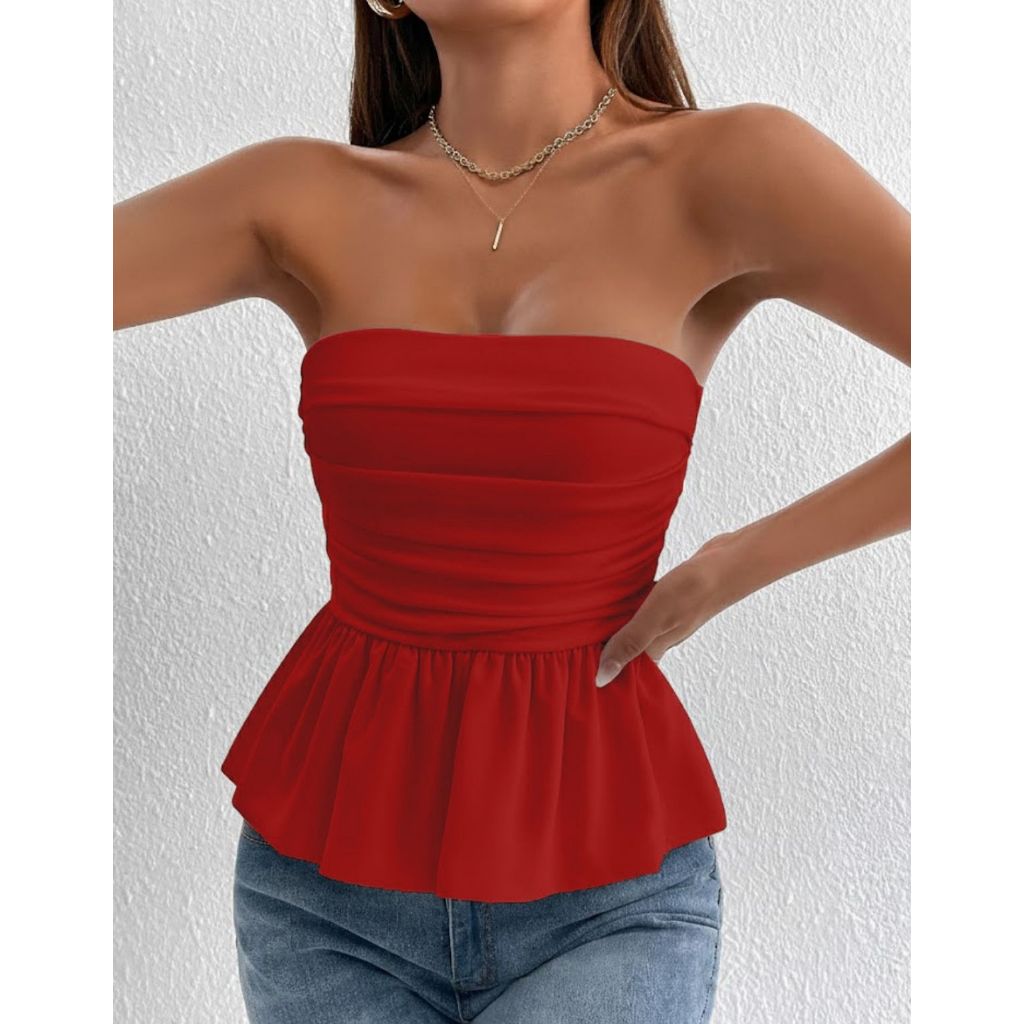 Blusa Feminina Peplum Tomara Que Caia Babados Moda Blogueira Verão em Oferta na Shopee