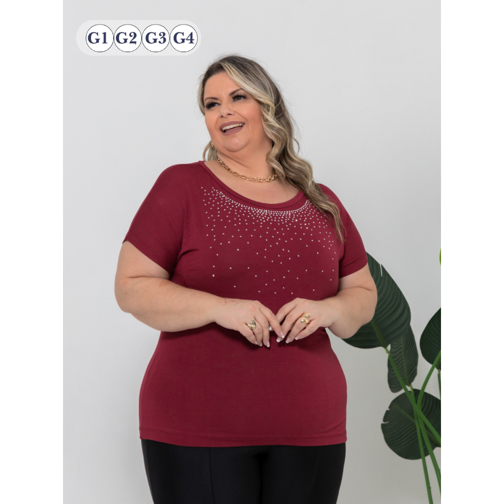 Blusa Plus Size Com Chuva Em Strass Colo Elegante Dia a Dia Trabalho Grande Casual