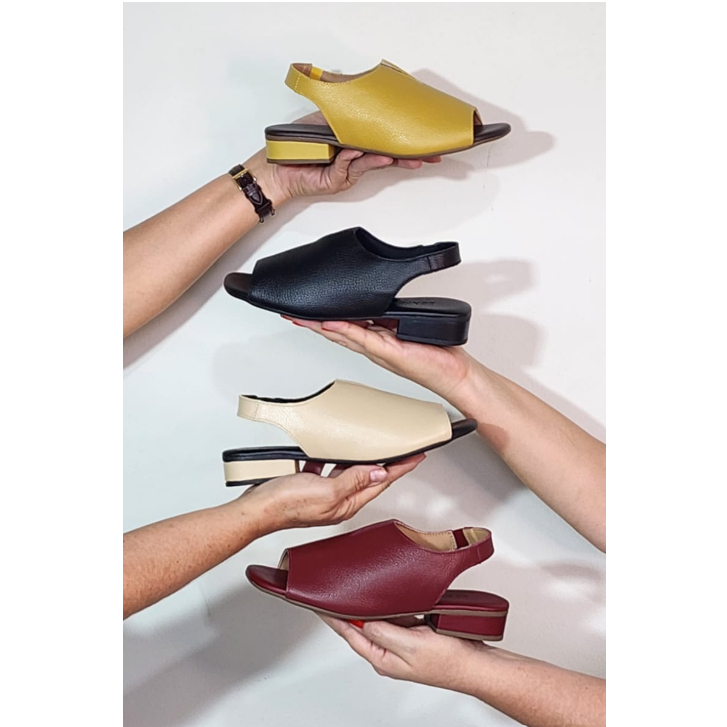 🌟👡SANDÁLIA EM COURO LEGITIMO COM PALMILHA CONFORT GEL COM ELÁSTICO NA TRASEIRA COM CALCE FÁCIL SUPER CONFORTÁVEL em Oferta na Shopee