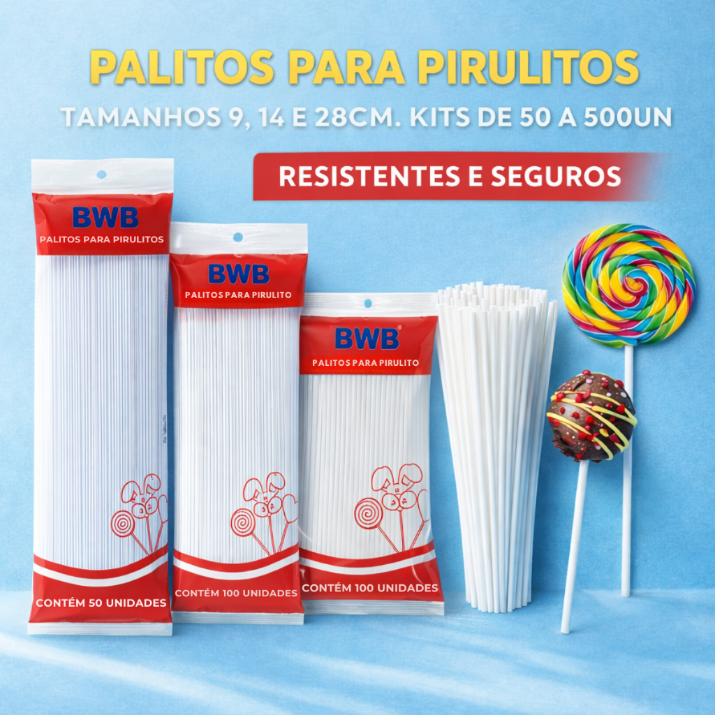 KIT PALITOS PIRULITO 50-500un 9/14/28cm CRISTAL BWB Topo de Bolo Chocolate Doces em Oferta na Shopee