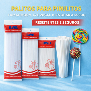 KIT PALITOS PIRULITO 50-500un 9/14/28cm CRISTAL BWB Topo de Bolo Chocolate Doces em Oferta na Shopee