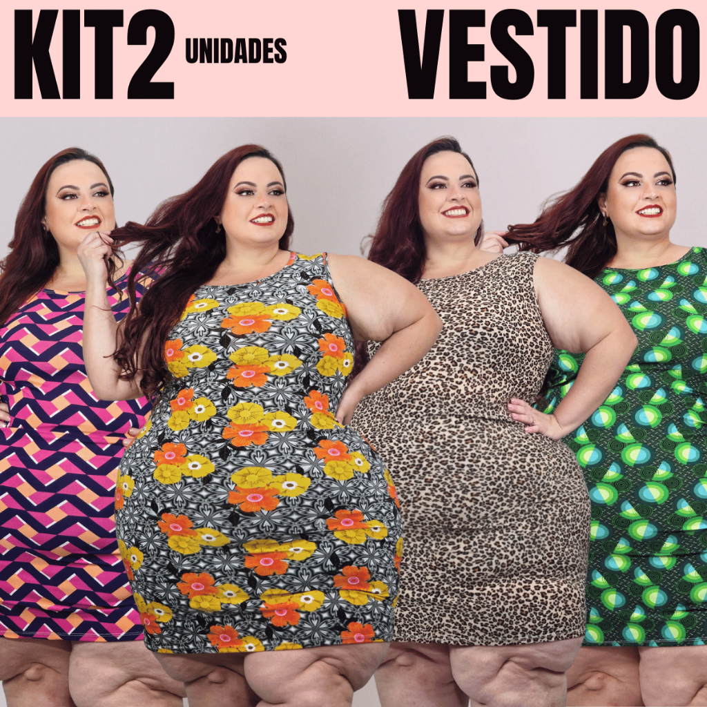 KIT 2 - VESTIDO REGATINHA MODA FEMININA PLUS SIZE