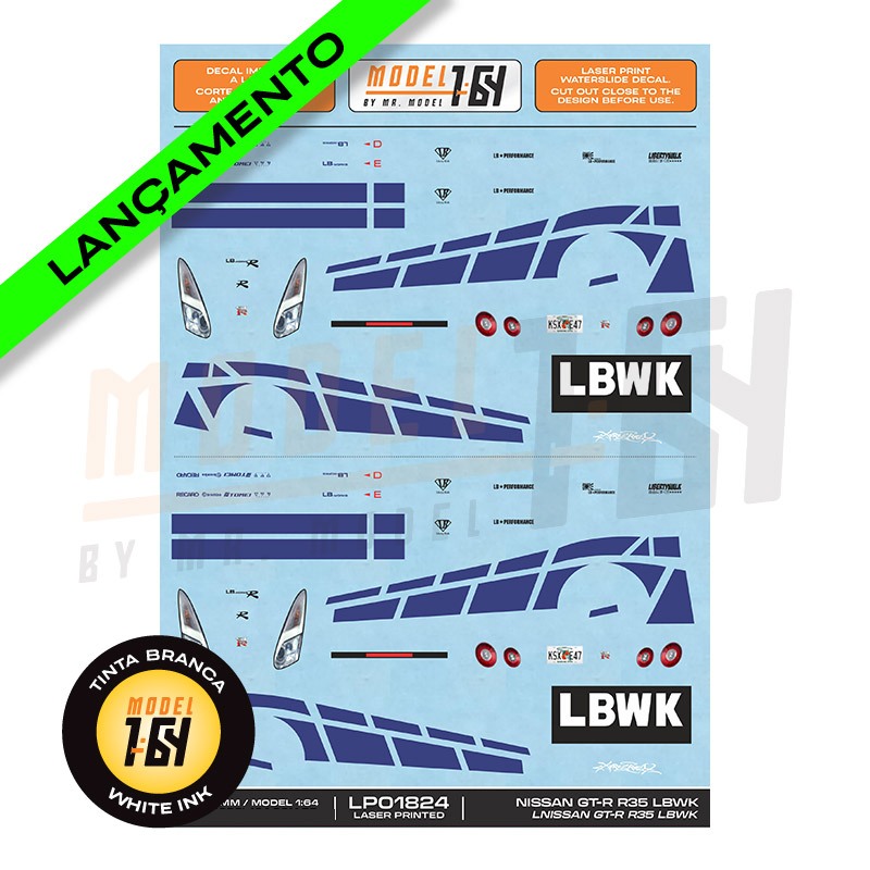 Decalque Nissan GT-R R25 LBWK - Model 1:64 LP01824 - Diecast Hot Wheels Customização em Oferta na Shopee