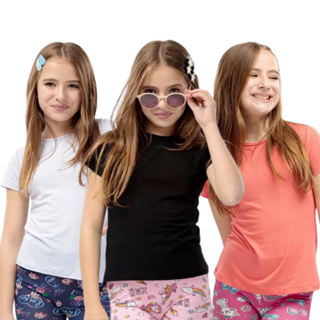 Blusa Menina Lisa Infantil Juvenil Viscolycra Confortável Lisa Baby Look Simples Verão em Oferta na Shopee