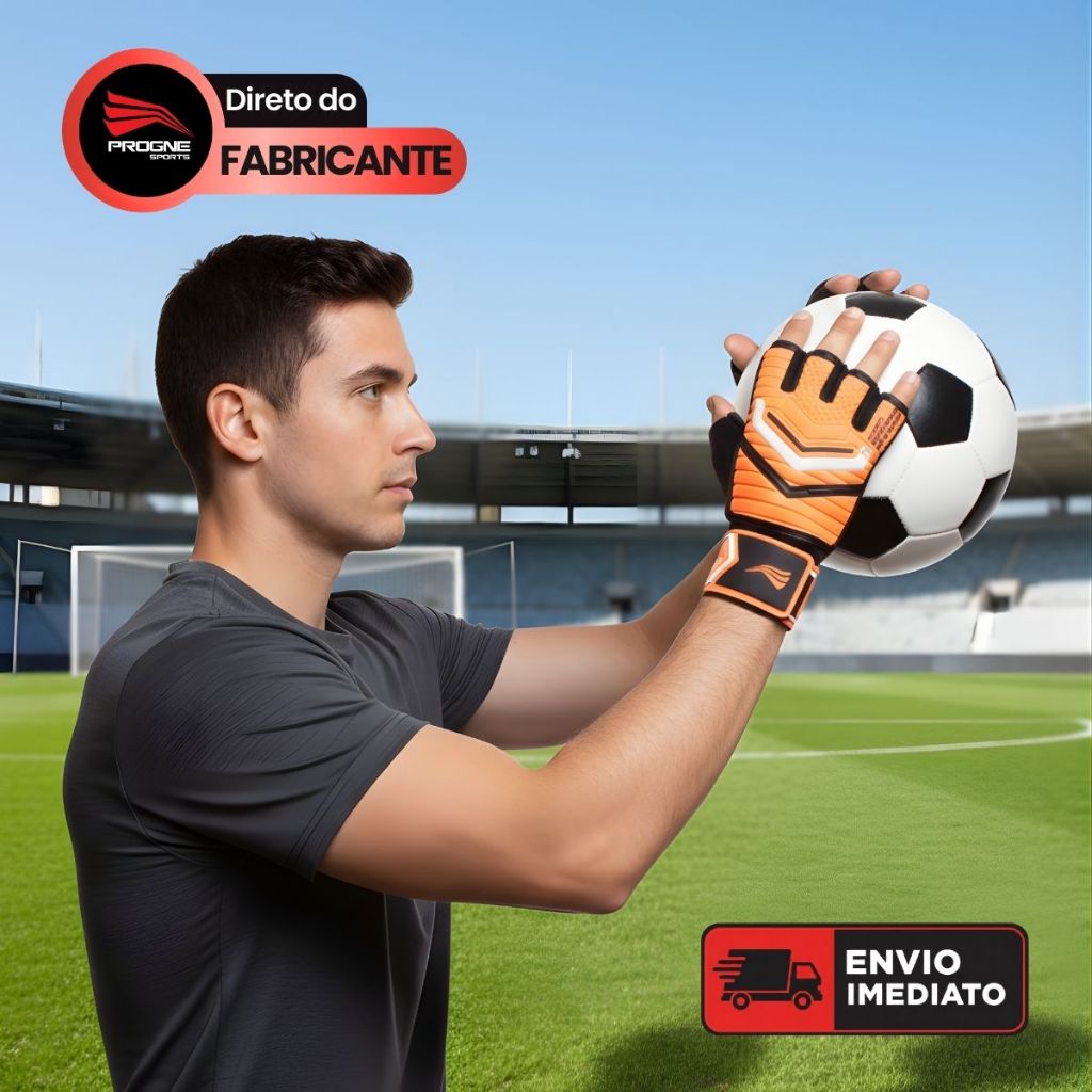 LUVA GOLEIRO MEIO DEDO TRAINING ADULTO - FUTEBOL FUTSAL SOCIETY CAMPO - PROGNE SPORTS