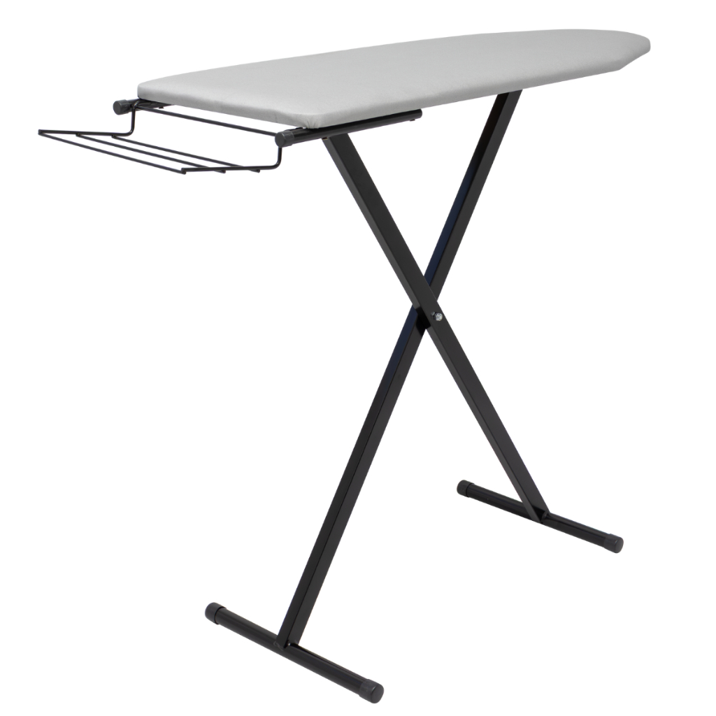 Mesa Tábua De Passar Roupa Tecido Térmica Prática Porta Ferro Dobrável Estrutura Preta